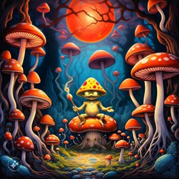 A stylized illustration of Magic Mushrooms Set & Setting